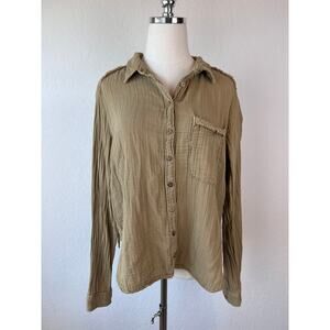Anthropologie Pilcro Top Long Sleeve Gauze Button Up Beach Coastal‎ LMedium